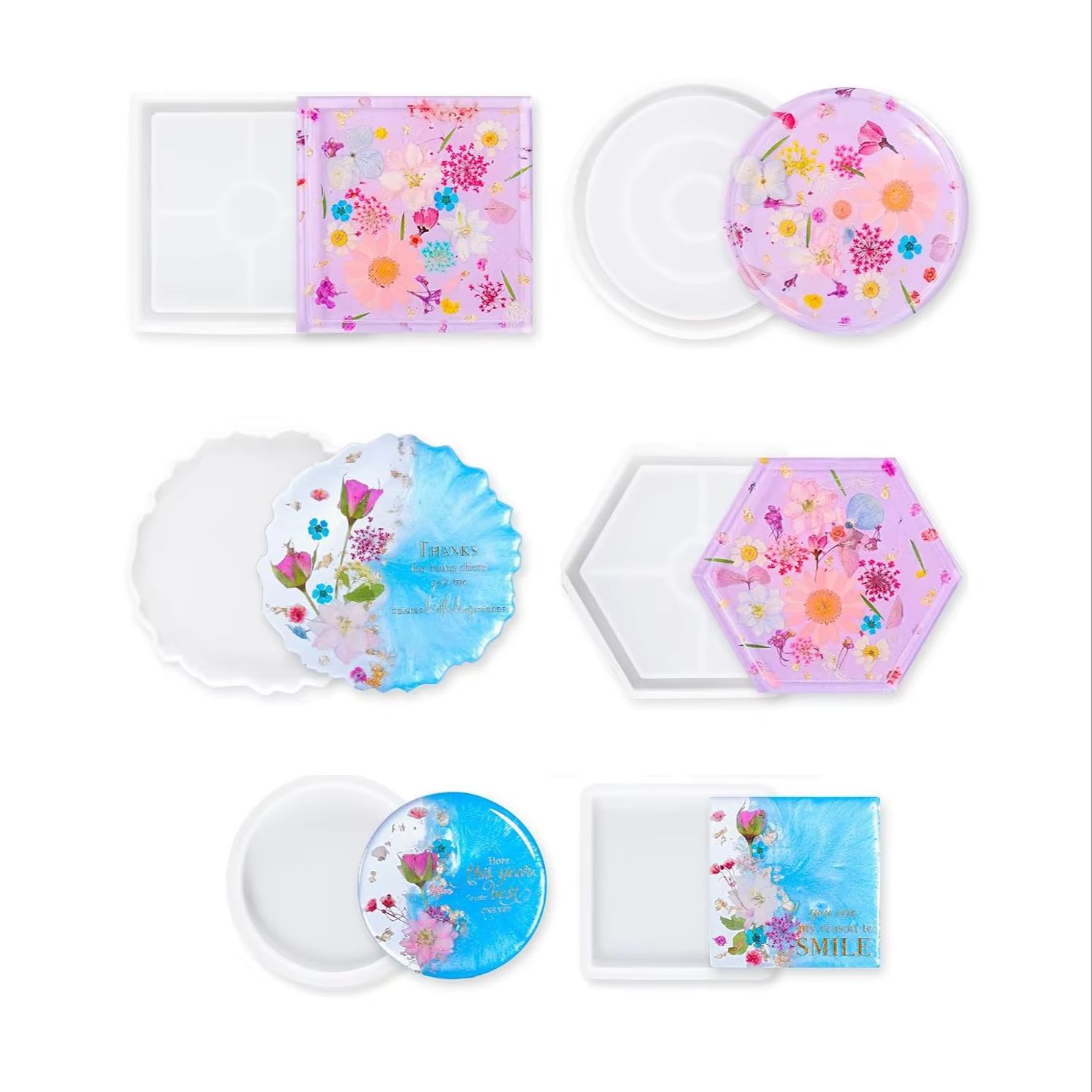 Resin Jewelry Kit - Conjunto de 6 Moldes de Silicone