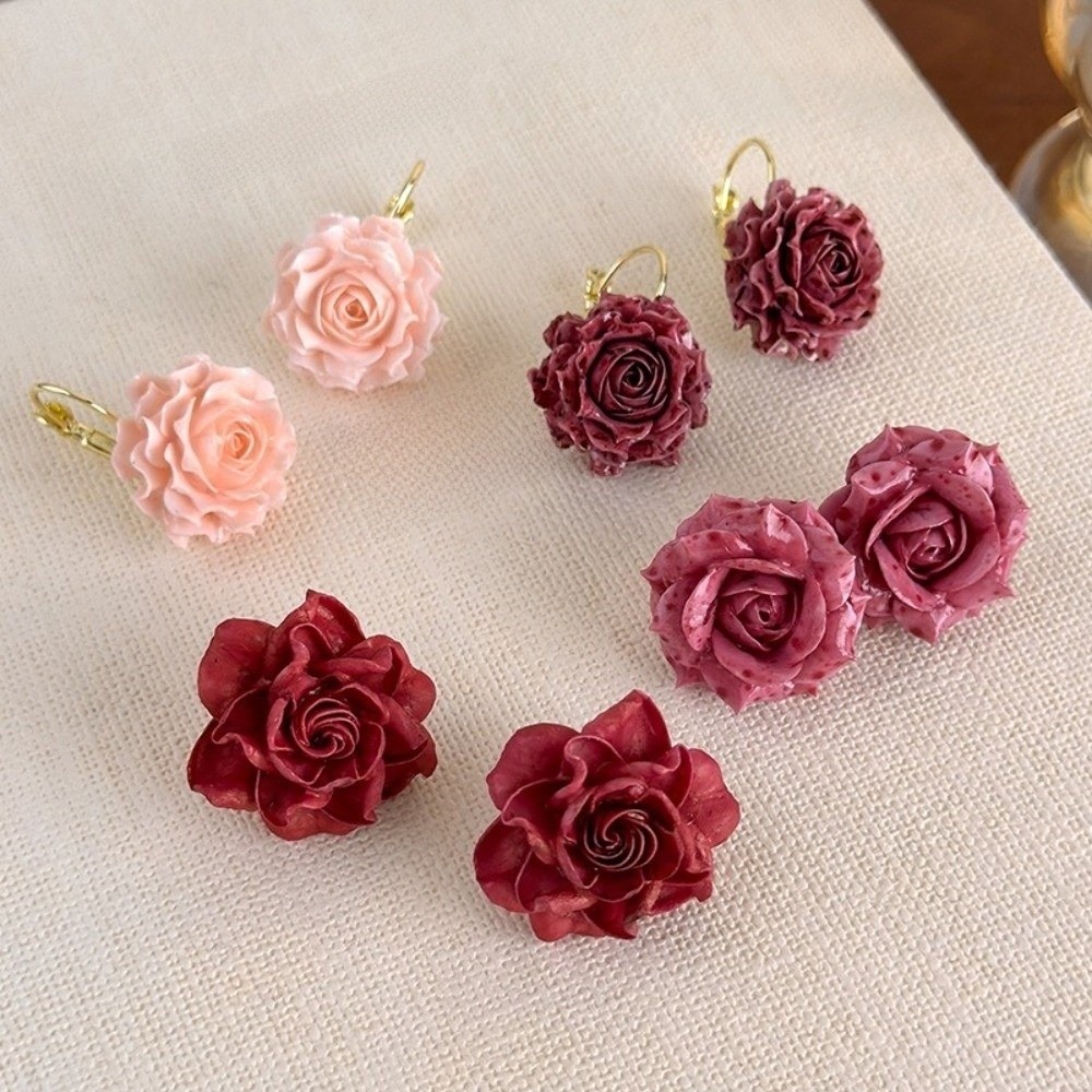 Flower Preservation Resin - Brincos de Rosa Artificial Doce em