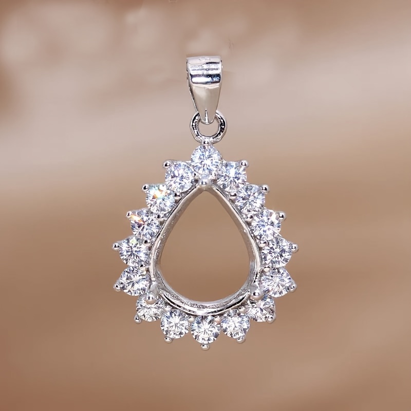 Bezels Set Pendant - 1pc rosa dourado prateado lágrima gota