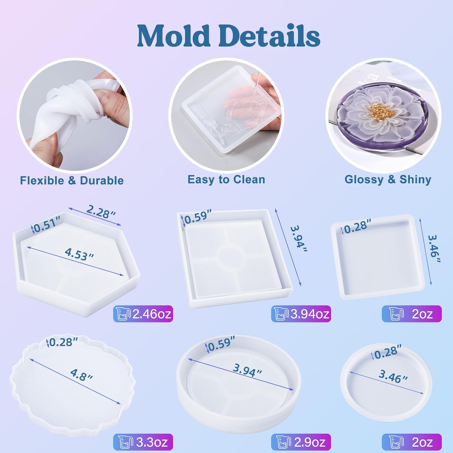 Conjunto de 6 Moldes de Silico - Resin Jewelry Kit avaliação e preço