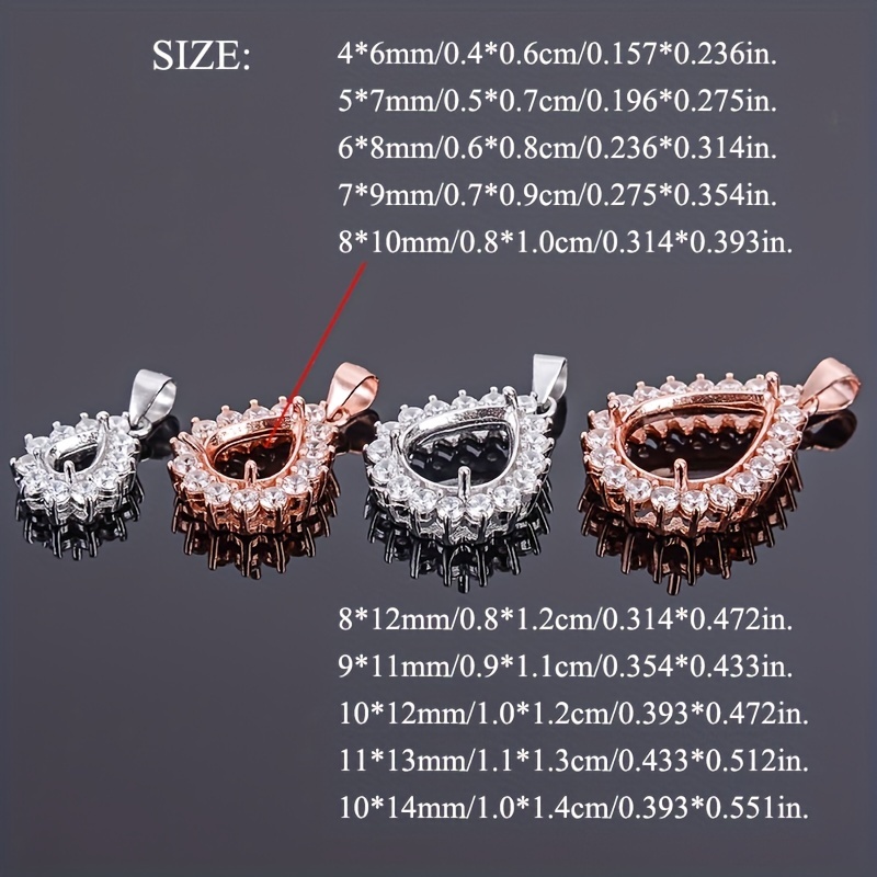 1pc rosa dourado prateado lágr - Bezels Set Pendant avaliação e preço